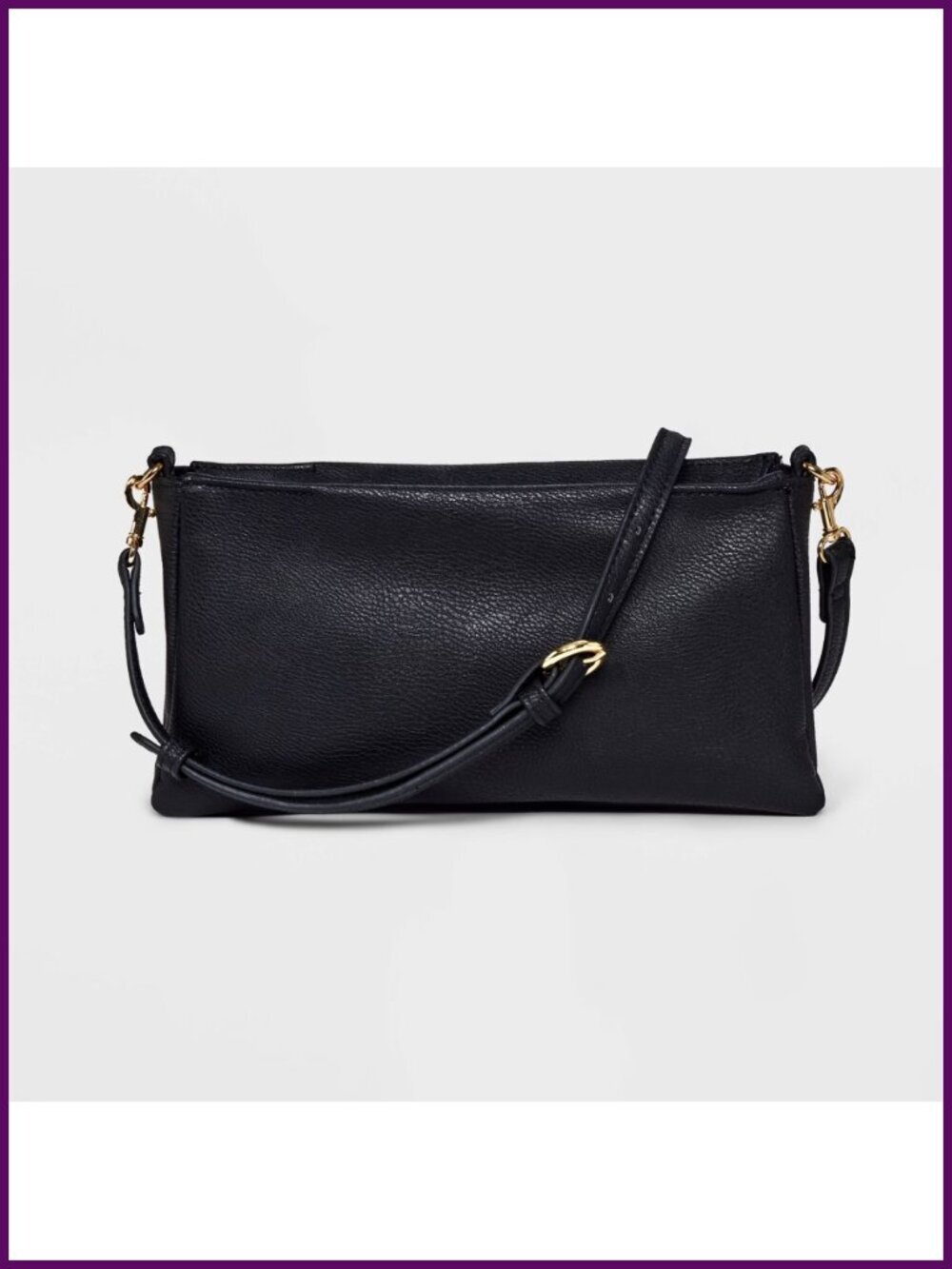 Faux Leather Double Gusset Crossbody Bag with Credit Card Pockets